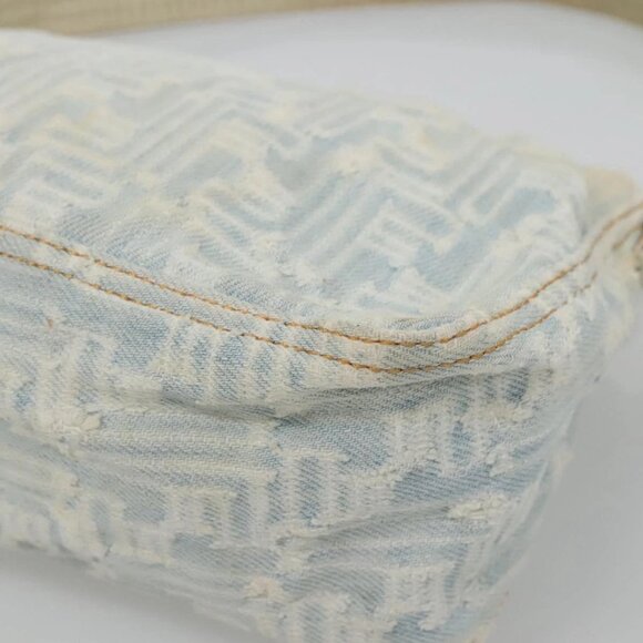 FENDI Zucca Canvas Shoulder Bag Denim Light Blue Gold Auth 140817 - Picture 5 of 16